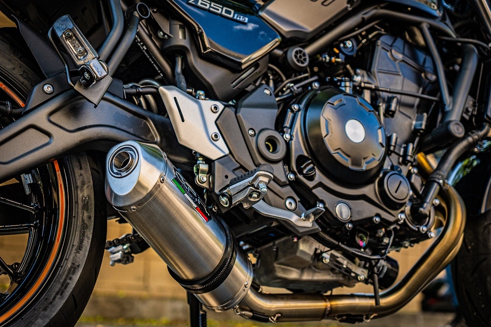 Exhaust compatible with Kawasaki Z 650 RS 2021-2023, Satinox, Homologated silencer for noise including full line,db killer and catalyst compliant for inspection
