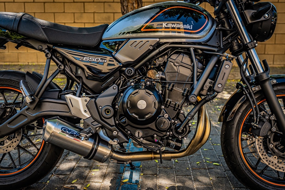 Exhaust compatible with Kawasaki Z 650 RS 2021-2023, Satinox, Homologated silencer for noise including full line,db killer and catalyst compliant for inspection
