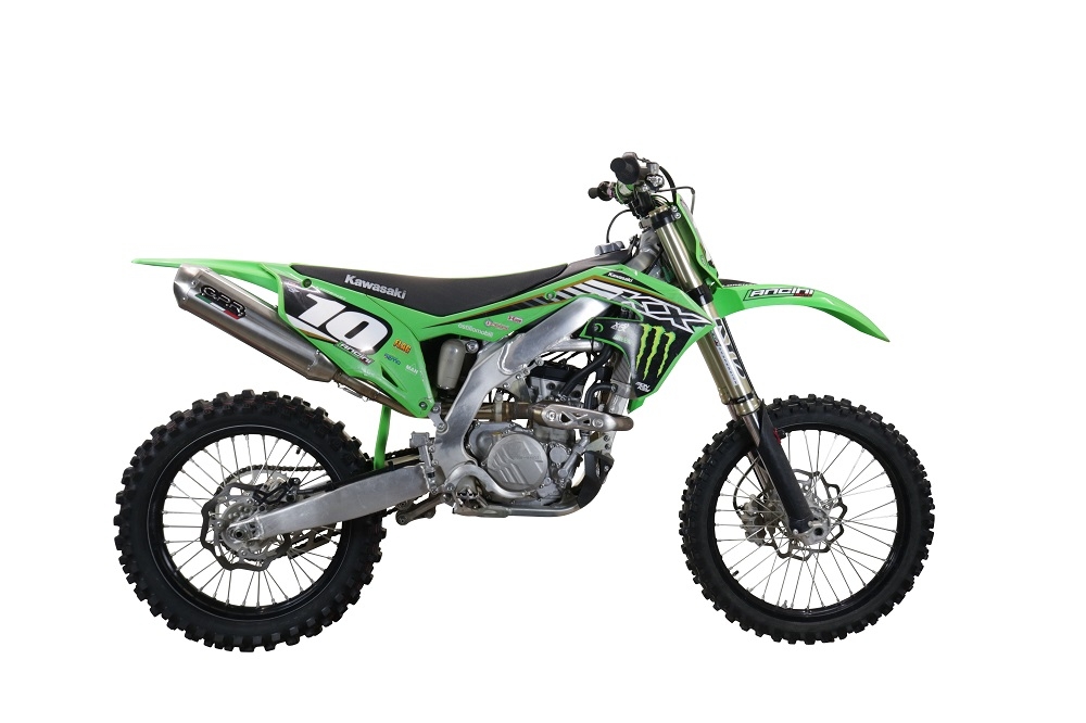 Exhaust compatible with Kawasaki KX 250 F 2021-2023, Pentacross Inox, Racing slip-on exhaust, including link pipe and removable db killer/spark arrestor