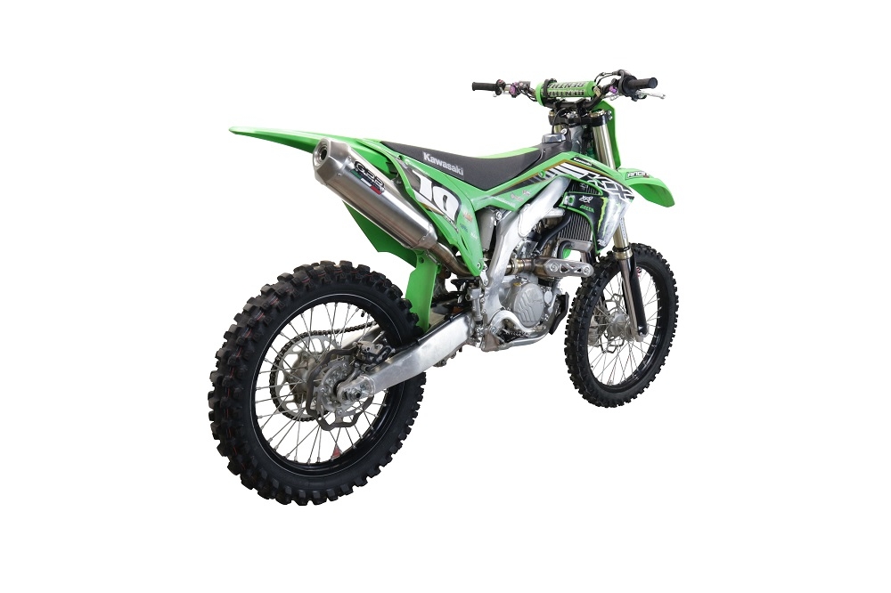 Exhaust compatible with Kawasaki KX 250 F 2021-2023, Pentacross Inox, Racing slip-on exhaust, including link pipe and removable db killer/spark arrestor