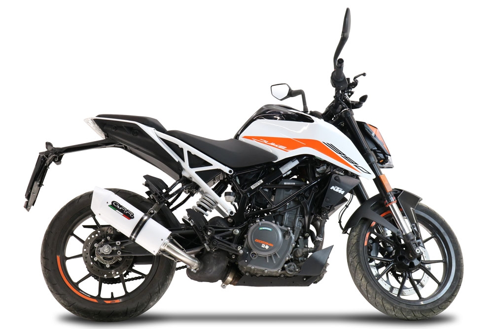 Exhaust compatible with Ktm Duke 125 2021-2023, Albus Evo4, Homologated legal slip-on exhaust including removable db killer and link pipe