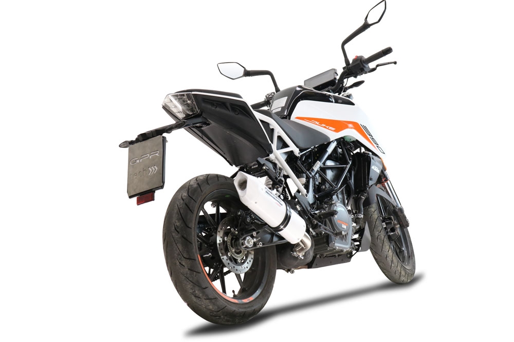 Exhaust compatible with Ktm Duke 125 2021-2023, Albus Evo4, Homologated legal slip-on exhaust including removable db killer and link pipe
