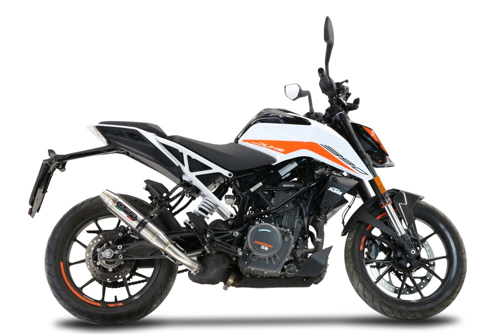 Exhaust compatible with Ktm Duke 390 2021-2024, Deeptone Inox, Racing slip-on exhaust including link pipe and removable dbkiller