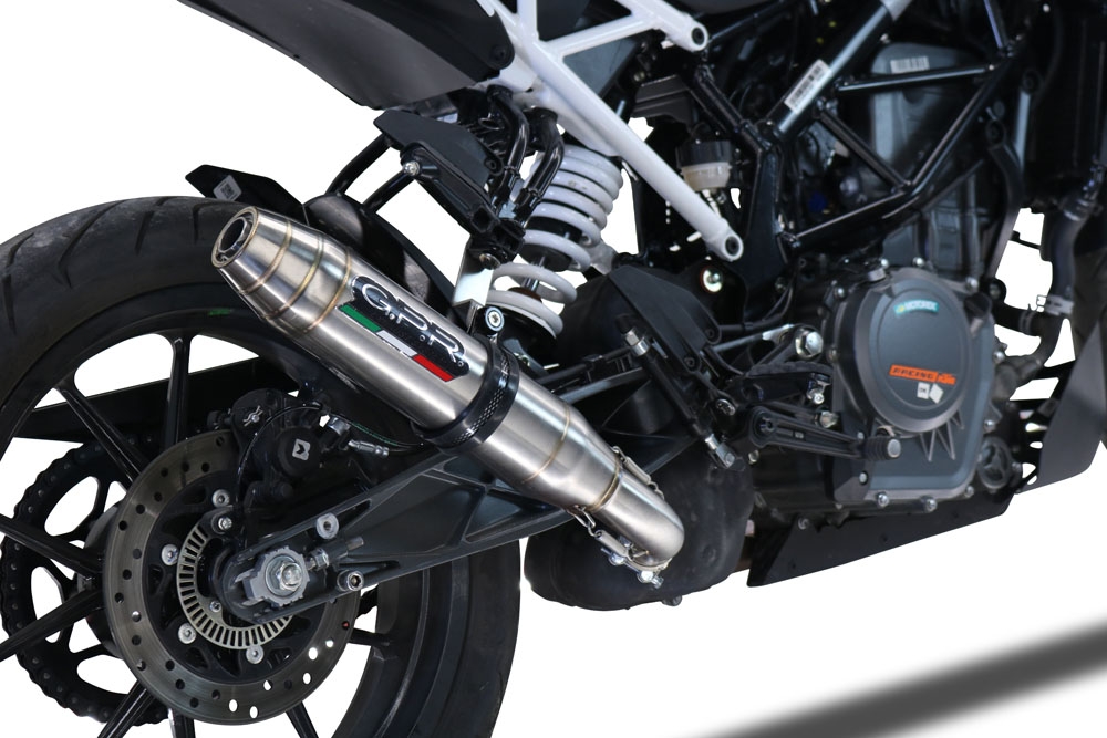 Exhaust compatible with Ktm Duke 390 2021-2024, Deeptone Inox, Racing slip-on exhaust including link pipe and removable dbkiller