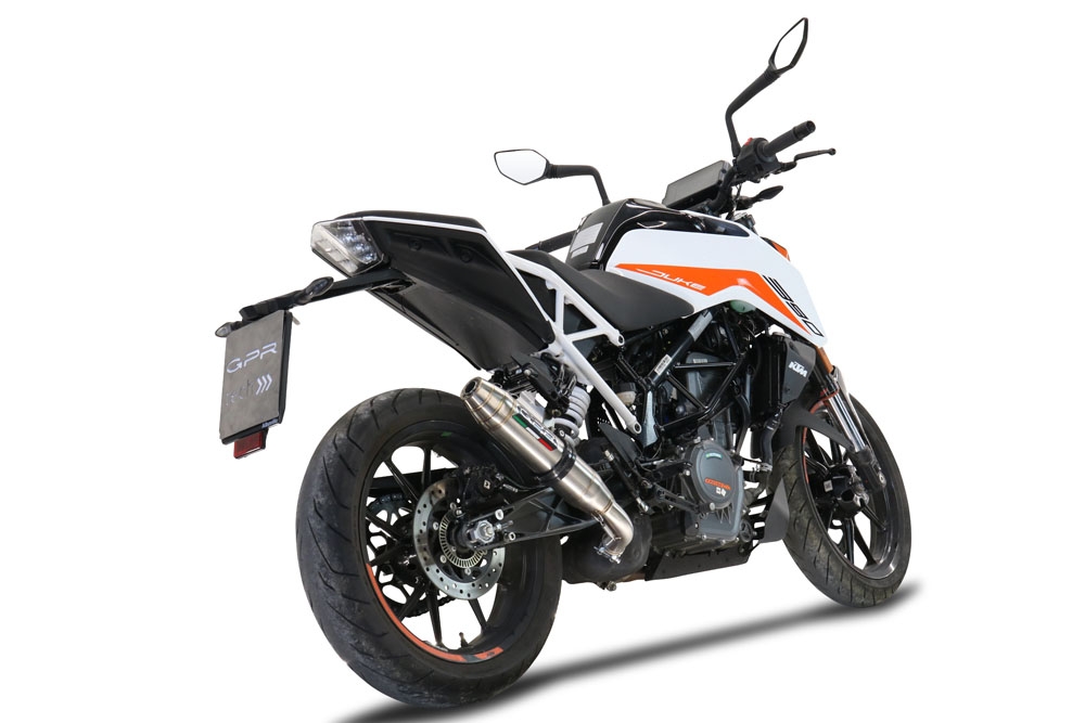 Exhaust compatible with Ktm Duke 390 2021-2024, Deeptone Inox, Racing slip-on exhaust including link pipe and removable dbkiller