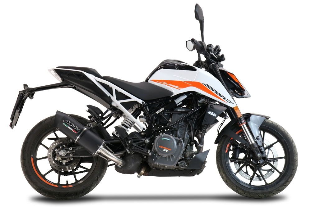 Esapament GPR compatibil cu Ktm Duke 125 2021 Evacuare slip-on omologata, inclusiv db killer detașabil și cot de legătură,Furore Evo4 Nero