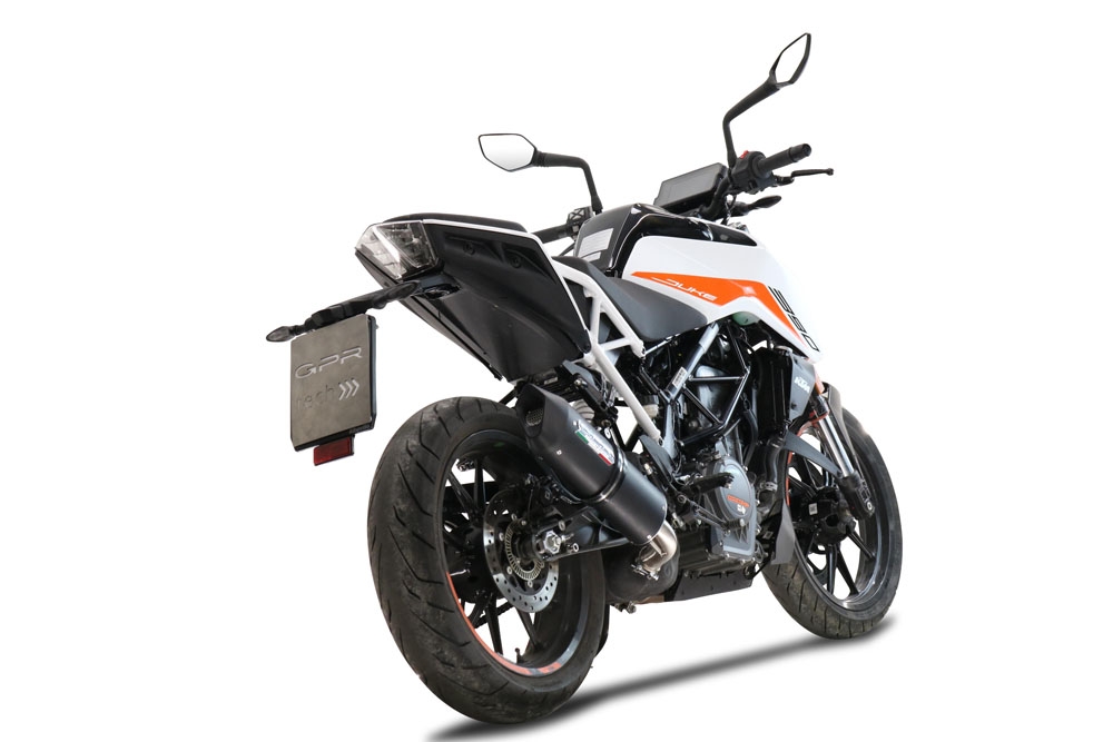 Esapament GPR compatibil cu Ktm Duke 125 2021 Evacuare slip-on omologata, inclusiv db killer detașabil și cot de legătură,Furore Evo4 Nero