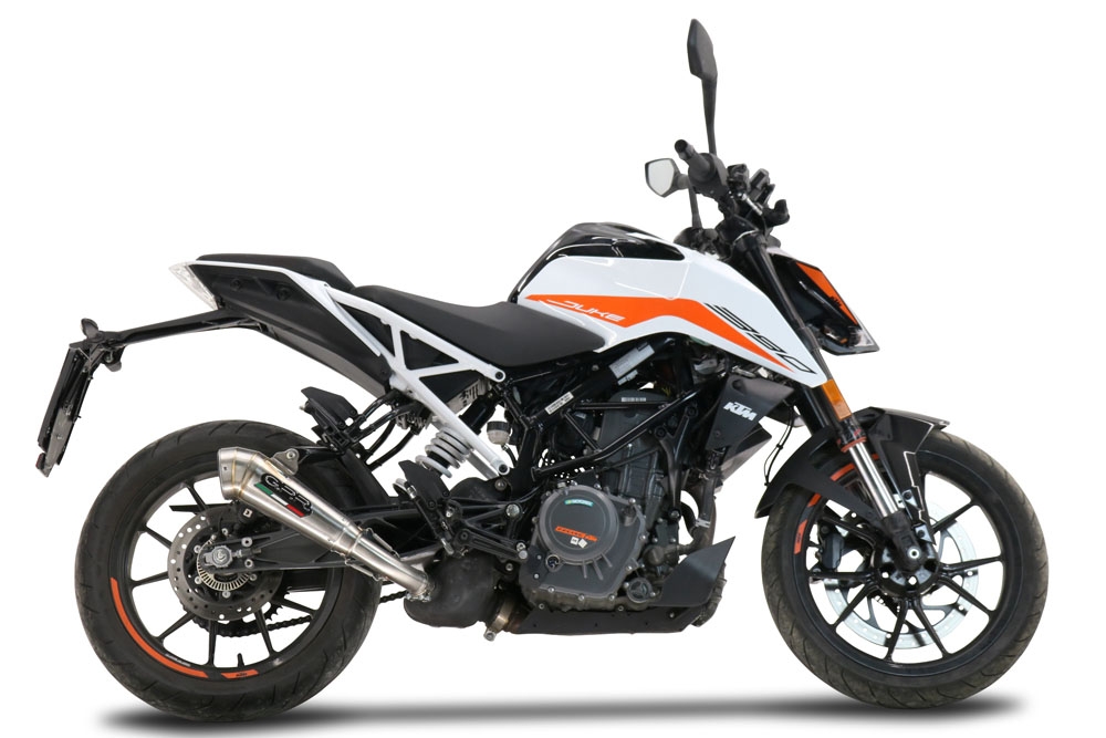 Exhaust compatible with Ktm Duke 250 2021-2023, Powercone Evo, Homologated legal slip-on exhaust including removable db killer and link pipe