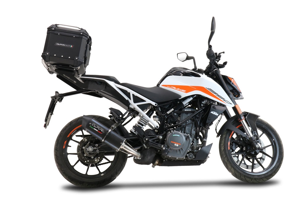 Top case GPR TECH  Ktm Duke 250 2021/2023 e4 Zwart Topcase din aluminiu, culoare neagră, inclusiv portbagaj și placă specifică Capacitate 45 litri.