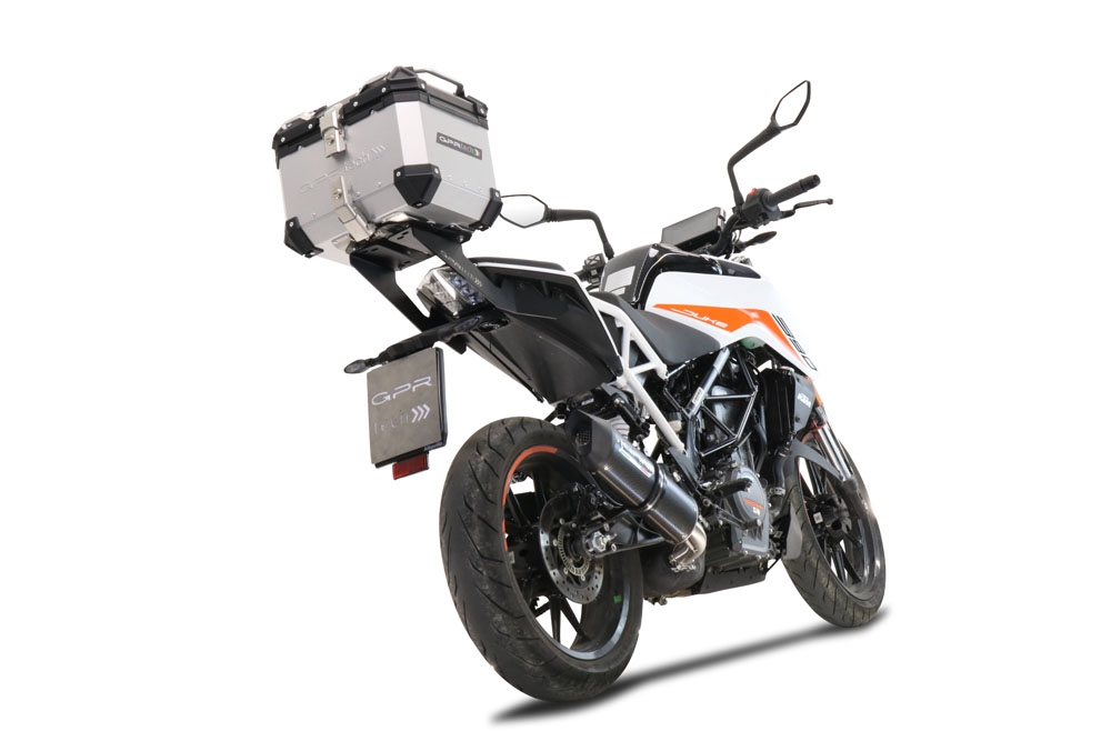 Top case GPR TECH  Ktm Duke 390 2021/2023 e5 Zilver Topcase din aluminiu, culoare argintie, inclusiv portbagaj și placă specifică Capacitate 26 litri.