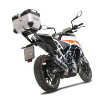 Top case GPR TECH  Ktm Duke 390 2021/2023 e5 Zilver Topcase din aluminiu, culoare argintie, inclusiv portbagaj și placă specifică Capacitate 26 litri.