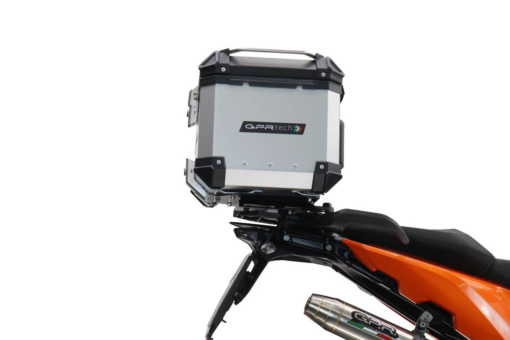 Top case GPR TECH compatible with  Ktm SMT 890 2023/2024 e5 GPR TECH Top case in aluminum, silver color with specific plate included Capacity 45 LT.