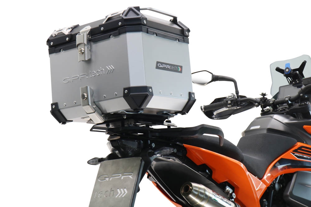 Top case GPR TECH compatible with  Ktm SMT 890 2023/2024 e5 GPR TECH Top case in aluminum, silver color with specific plate included Capacity 45 LT.