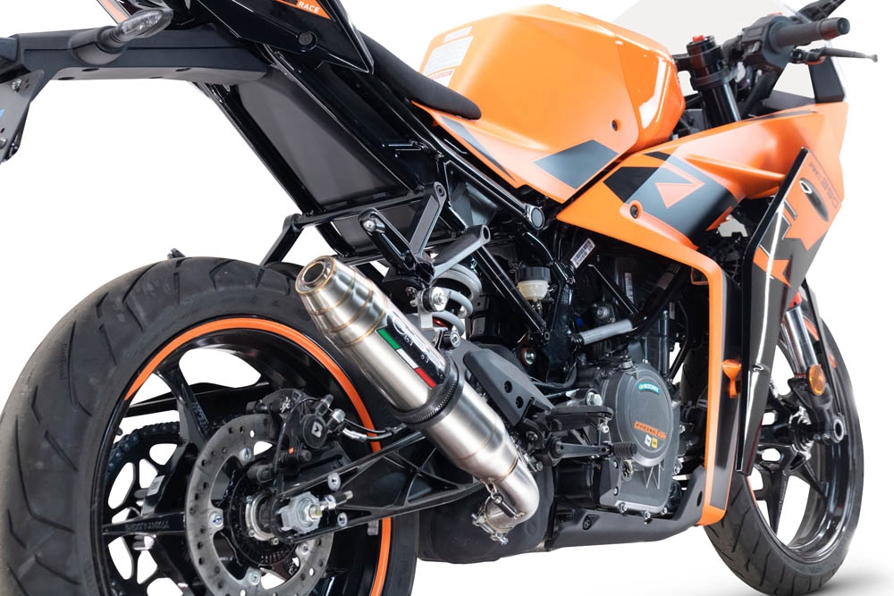 Esapament GPR compatibil cu Ktm Rc 390 2022 Evacuare slip-on omologata, inclusiv db killer detașabil și cot de legătură,Deeptone Inox