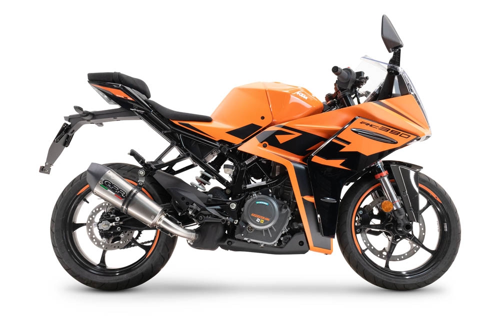 Esapament GPR compatibil cu Ktm Rc 390 2022 Evacuare slip-on omologata, inclusiv db killer detașabil și cot de legătură,M3 Inox 