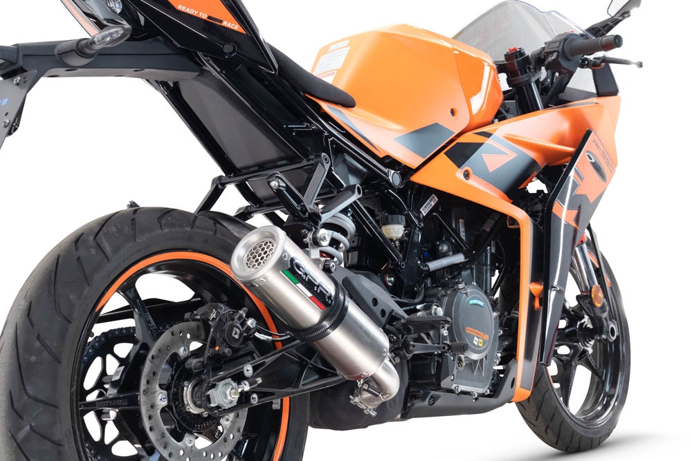 Esapament GPR compatibil cu Ktm Rc 125 2021 Evacuare slip-on de curse, inclusiv cot de legătură,M3 Inox 
