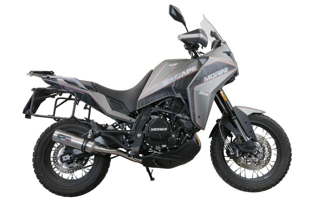 Exhaust compatible with Moto Morini X-CAPE 650 2021-2024, M3 Inox , Homologated legal Mid-full system exhaust, including removable db killer and catalyst