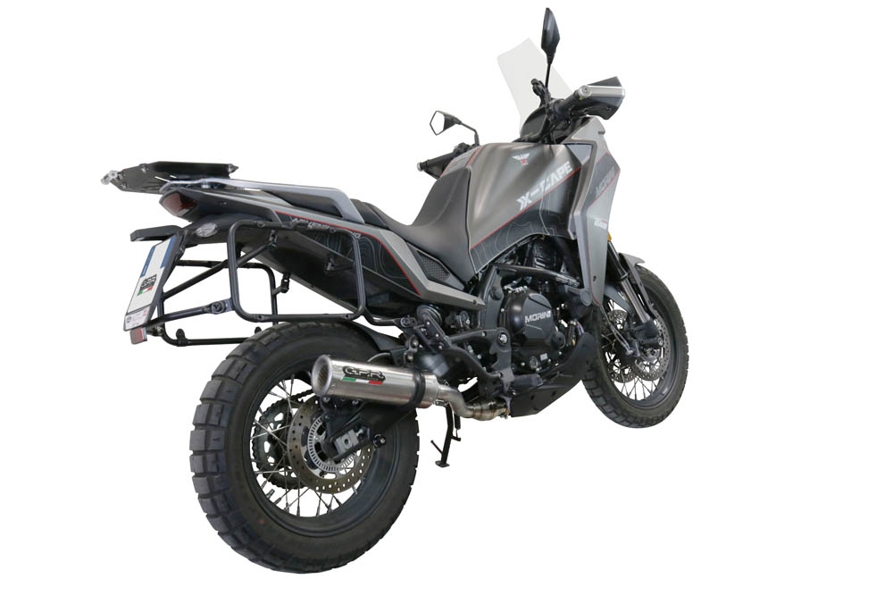 Exhaust compatible with Moto Morini X-CAPE 650 2021-2024, M3 Inox , Homologated legal Mid-full system exhaust, including removable db killer and catalyst