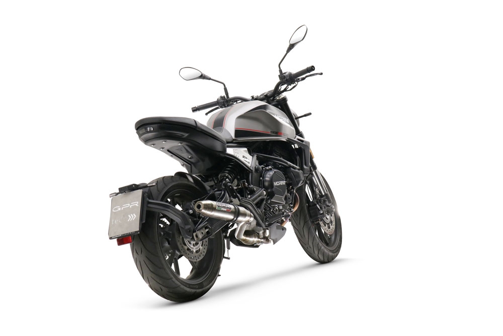Exhaust compatible with Moto Morini Seiemmezzo Scr 2022-2024, Deeptone Inox, Homologated legal Mid-full system exhaust, including removable db killer and catalyst