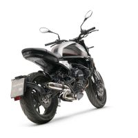 Exhaust compatible with Moto Morini Seiemmezzo Scr 2022-2024, Deeptone Inox, Homologated legal Mid-full system exhaust, including removable db killer and catalyst