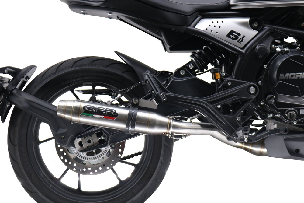 Exhaust compatible with Moto Morini Seiemmezzo Scr 2022-2024, Deeptone Inox, Homologated legal Mid-full system exhaust, including removable db killer and catalyst