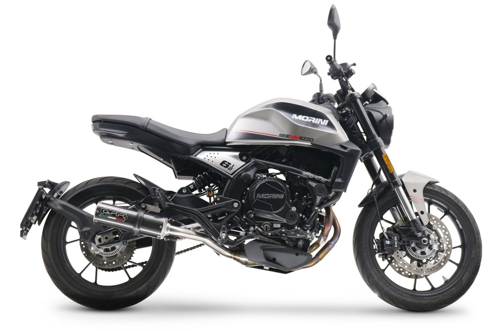 Exhaust compatible with Moto Morini Seiemmezzo Str 2022-2024, M3 Poppy , Homologated legal Mid-full system exhaust, including removable db killer and catalyst