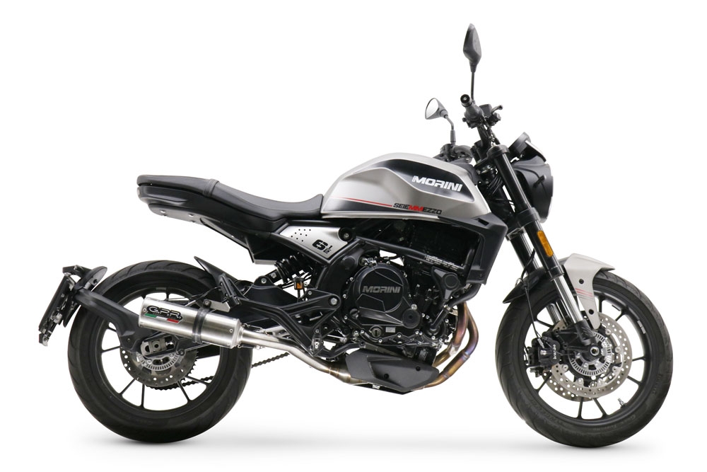 Exhaust compatible with Moto Morini Seiemmezzo Str 2022-2024, M3 Inox , Homologated legal Mid-full system exhaust, including removable db killer and catalyst