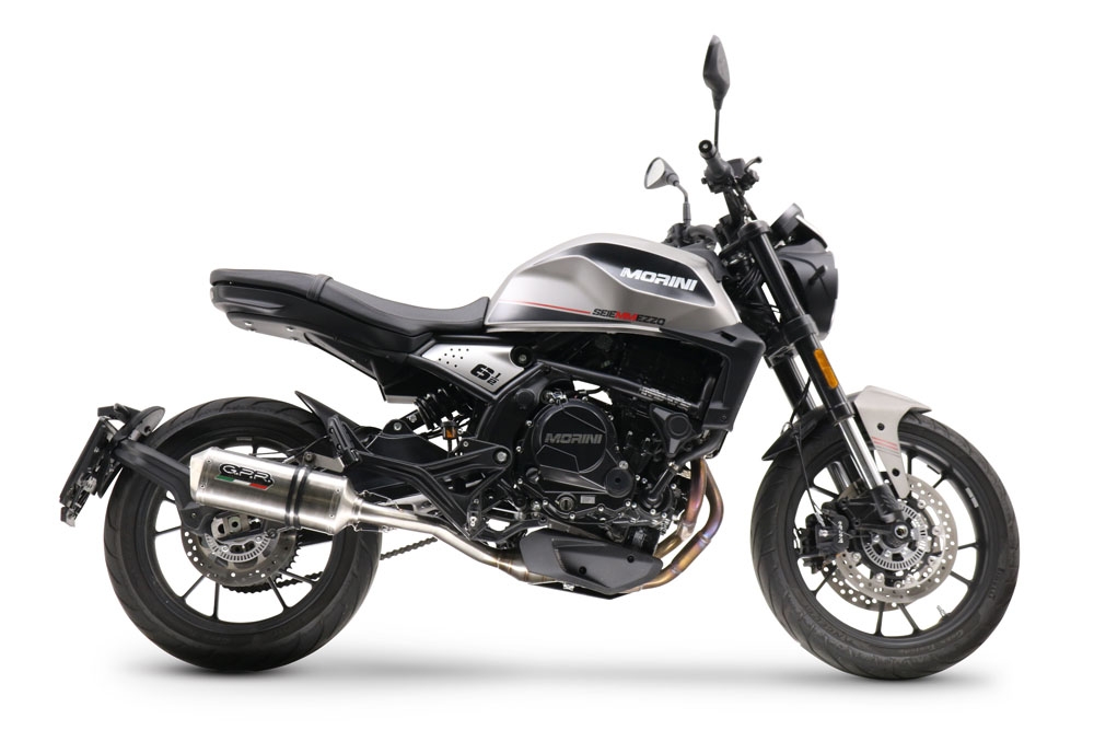 Esapament GPR compatibil cu Moto Morini Seiemmezzo Scr 2022  Sistem omologat legal de evacuare Mid-full, inclusiv db killer și catalizator detașabil,Satinox 