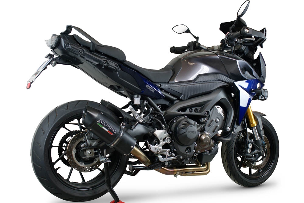 Exhaust compatible with Yamaha Tracer 9 2021-2024, Furore Evo4 Nero, Homologated legal full system exhaust, including removable db killer and catalyst