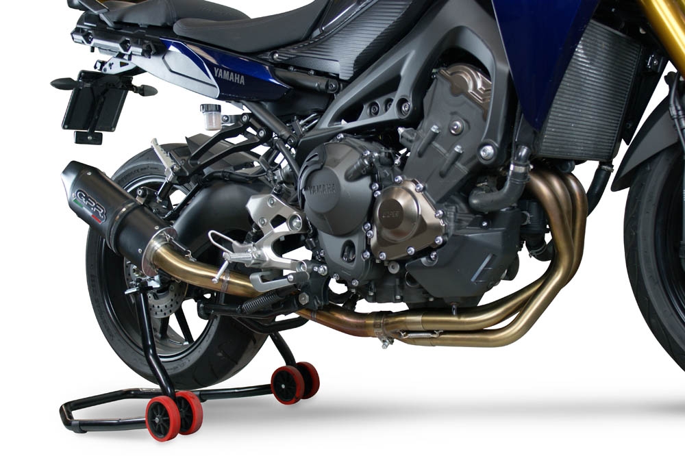 Exhaust compatible with Yamaha Tracer 9 2021-2024, Furore Evo4 Nero, Homologated legal full system exhaust, including removable db killer and catalyst