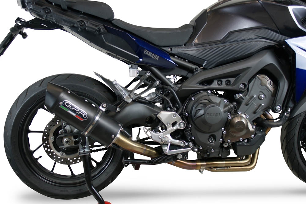 Exhaust compatible with Yamaha Tracer 9 2021-2024, Furore Evo4 Nero, Homologated legal full system exhaust, including removable db killer and catalyst