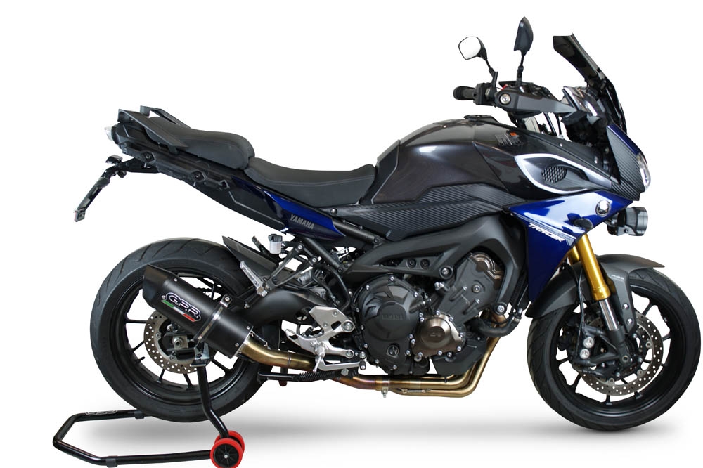 Exhaust compatible with Yamaha Tracer 9 2021-2024, Furore Evo4 Nero, Homologated legal full system exhaust, including removable db killer and catalyst