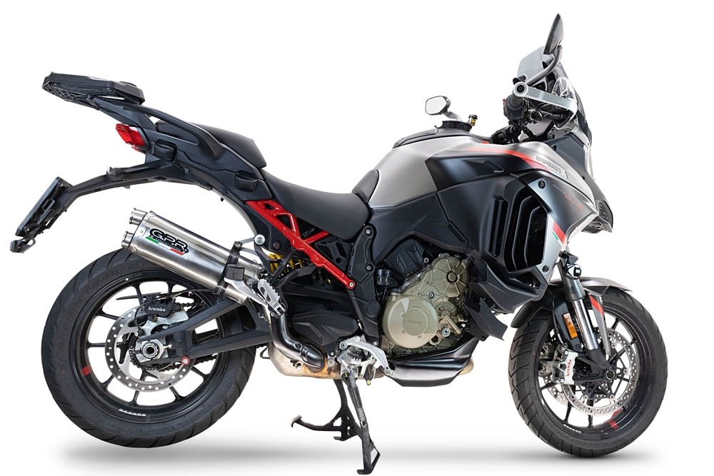 Esapament GPR compatibil cu Ducati Multistrada V4 - S 2022 Evacuare slip-on omologata, inclusiv db killer detașabil și cot de legătură,Dual Inox