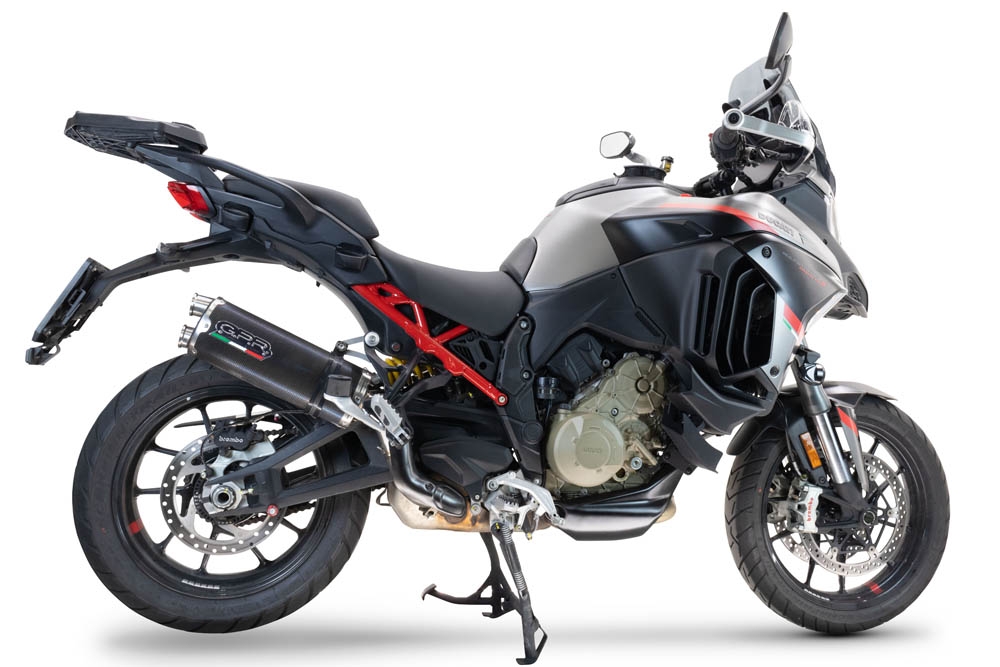 Esapament GPR compatibil cu Ducati Multistrada V4 Rally 2023 Evacuare slip-on omologata, inclusiv db killer detașabil și cot de legătură,Dual Poppy