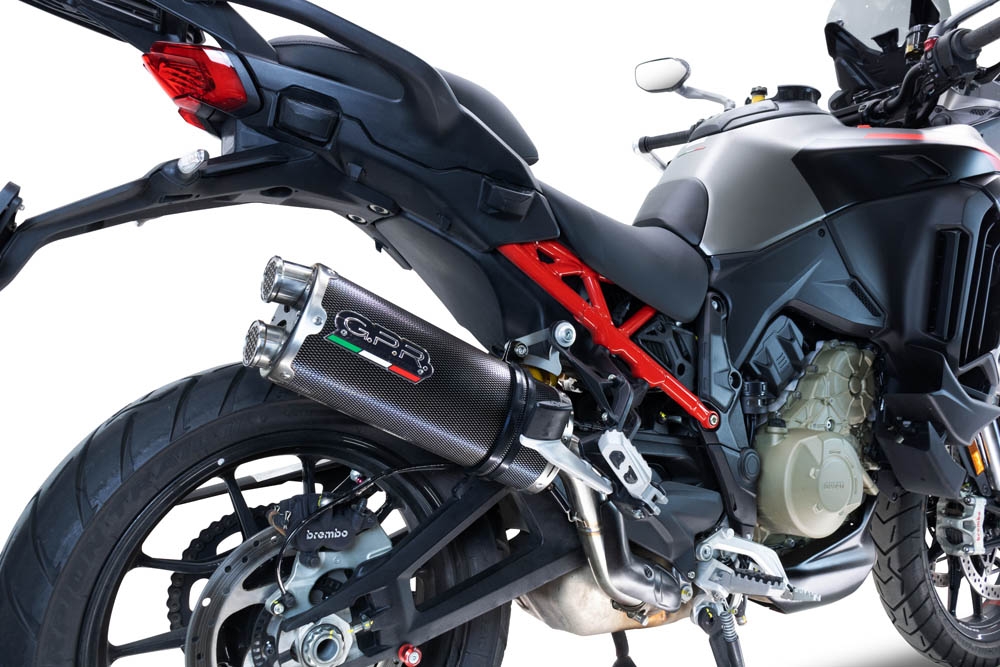 Esapament GPR compatibil cu Ducati Multistrada V4 Rally 2023 Evacuare slip-on omologata, inclusiv db killer detașabil și cot de legătură,Dual Poppy