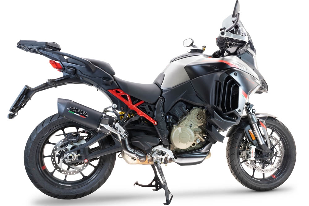 Esapament GPR compatibil cu Ducati Multistrada V4 Grand Tour 2024 Evacuare slip-on omologata, inclusiv db killer detașabil și cot de legătură,Furore Evo4 Nero