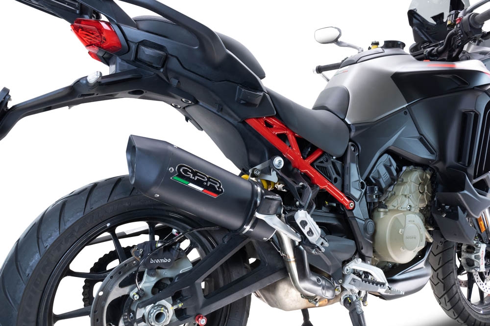 Esapament GPR compatibil cu Ducati Multistrada V4 Grand Tour 2024 Evacuare slip-on omologata, inclusiv db killer detașabil și cot de legătură,Furore Evo4 Nero