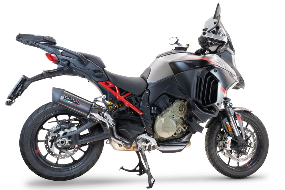 Esapament GPR compatibil cu Ducati Multistrada V4 - S 2022 Evacuare slip-on omologata, inclusiv db killer detașabil și cot de legătură,Furore Evo4 Poppy