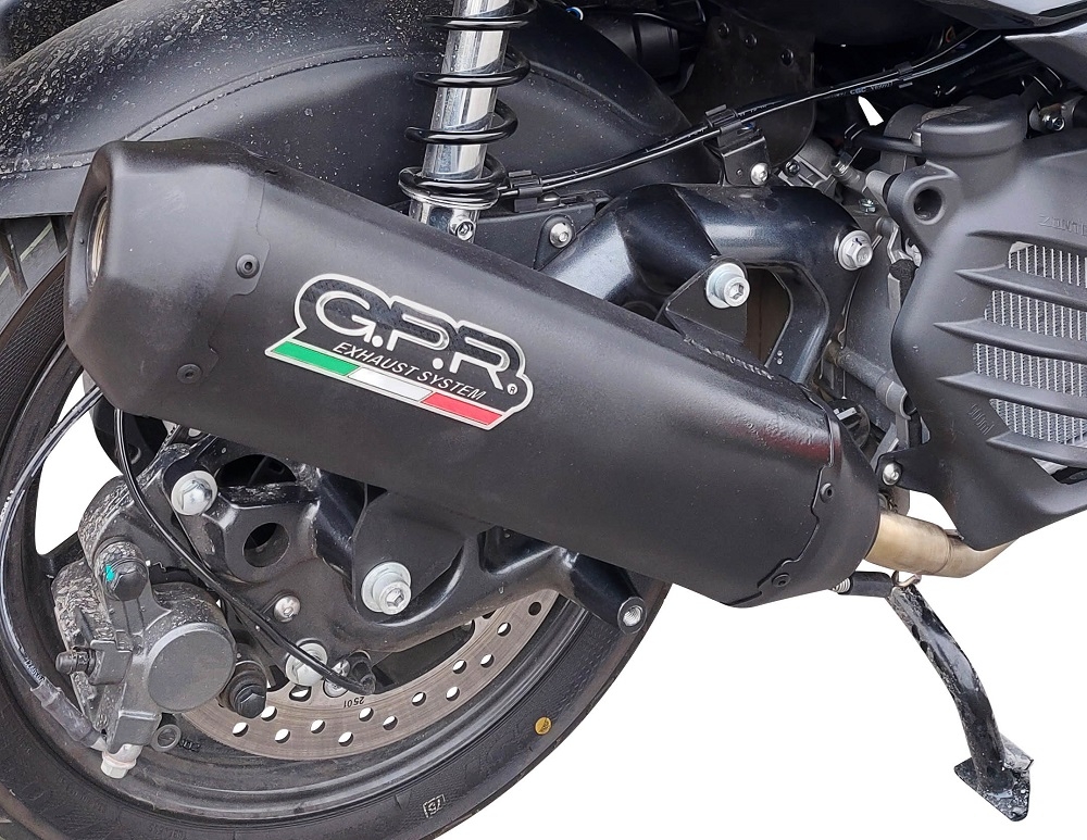 Exhaust compatible with Bmw C 400 X -GT 2021-2024, Pentaroad Black, Homologated legal slip-on exhaust including removable db killer, link pipe and catalyst
