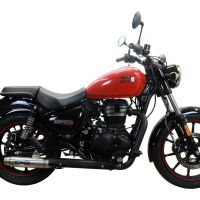 Exhaust compatible with Royal Enfield Meteor 350 2021-2023, Deeptone Inox, Racing slip-on exhaust including link pipe