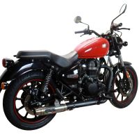 Exhaust compatible with Royal Enfield Meteor 350 2021-2023, Deeptone Inox, Racing slip-on exhaust including link pipe