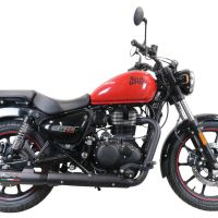 Exhaust compatible with Royal Enfield Meteor 350 2021-2023, Deeptone Nero, Homologated legal slip-on exhaust including removable db killer, link pipe and catalyst