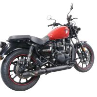 Exhaust compatible with Royal Enfield Meteor 350 2021-2023, Deeptone Nero, Homologated legal slip-on exhaust including removable db killer, link pipe and catalyst