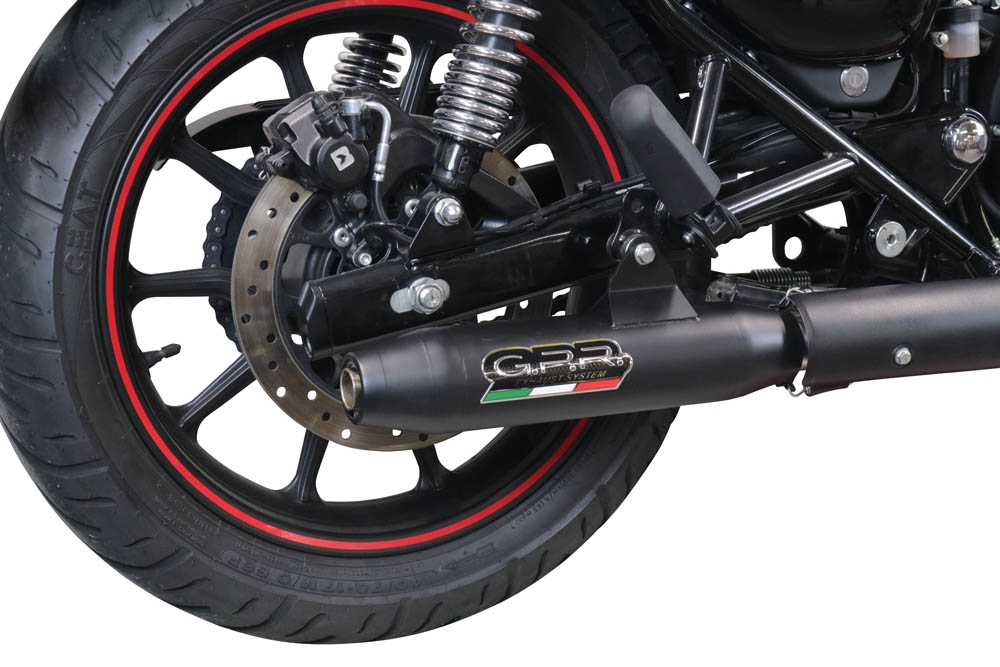 Exhaust compatible with Royal Enfield Meteor 350 2021-2023, Deeptone Nero, Homologated legal slip-on exhaust including removable db killer, link pipe and catalyst