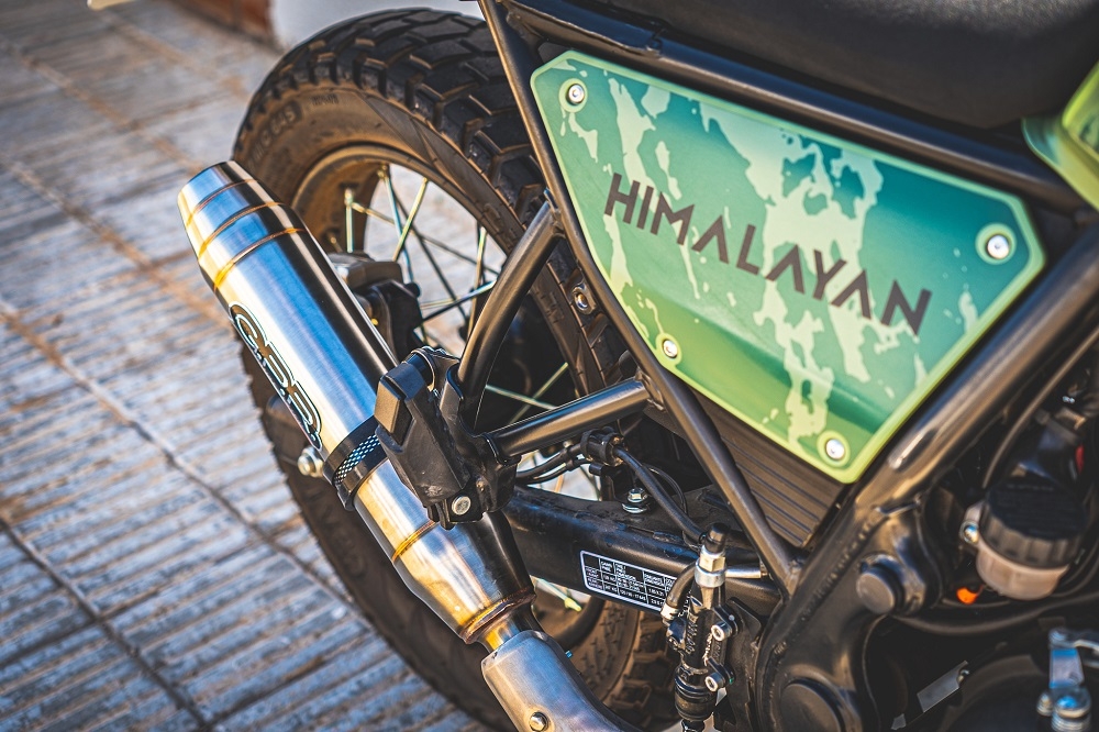 Exhaust compatible with Royal Enfield Himalayan 410 DIAM 42.5 2017-2020, Deeptone Inox, Racing slip-on exhaust including link pipe