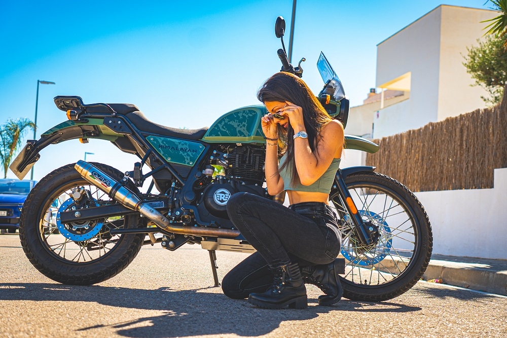 Exhaust compatible with Royal Enfield Himalayan 410 DIAM 42.5 2017-2020, Deeptone Inox, Racing slip-on exhaust including link pipe