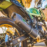 Exhaust compatible with Royal Enfield Himalayan 410 DIAM 42.5 2017-2020, Furore Evo4 Nero, Homologated legal slip-on exhaust including removable db killer, link pipe and catalyst