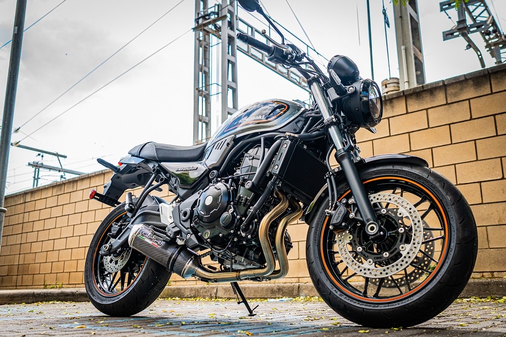 Esapament GPR compatibil cu Kawasaki Z 650 RS 2021 Amortizor omologat pentru zgomot, inclusiv linie completă, db killer și catalizator conform pentru inspecție,Satinox Poppy 