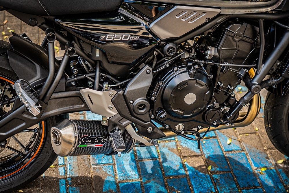 Esapament GPR compatibil cu Kawasaki Z 650 RS 2021 Amortizor omologat pentru zgomot, inclusiv linie completă, db killer și catalizator conform pentru inspecție,Satinox Poppy 