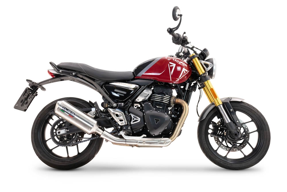Esapament GPR compatibil cu Triumph Speed 400 2023 Evacuare slip-on omologata, inclusiv db killer detașabil și cot de legătură,Satinox 
